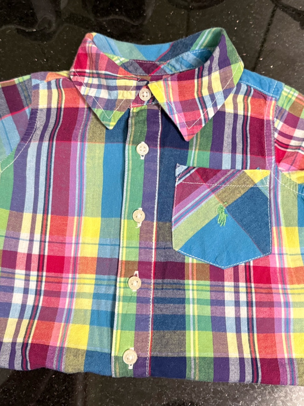 Polo Ralph Lauren Baby Boy Madras Plaid Romper - 9 Months - Picture 5 of 5